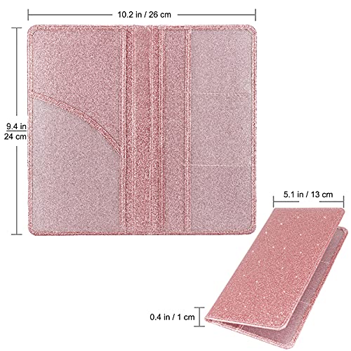 Car Registration and Insurance Holder, Premium Leather Insurance and Registration Holder,vehicle Glove Box Car Organizer, with Magnetic Shut for Cards, Driver License (Glitter Rose Gold) - color: 08-Glitter Rose Gold