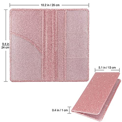 Car Registration and Insurance Holder, Premium Leather Insurance and Registration Holder,vehicle Glove Box Car Organizer, with Magnetic Shut for Cards, Driver License (Glitter Rose Gold) - color: 08-Glitter Rose Gold