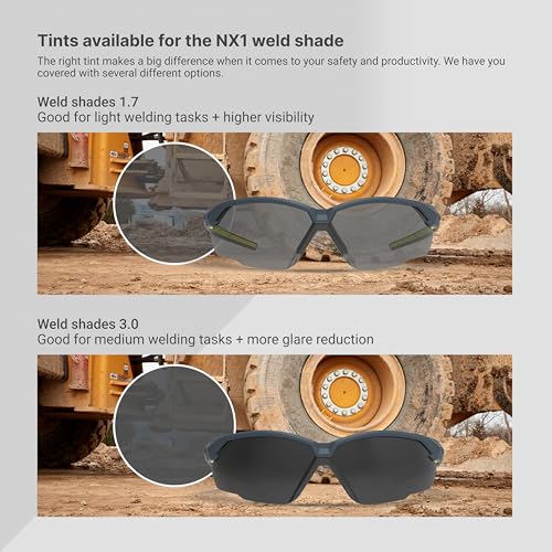 HexArmor NX1 Weld Shade Safety Glasses | High Impact Rated Z87+ | Permenant Anti-Fog and Anti-Scratch - color: Weld Shade 3.0