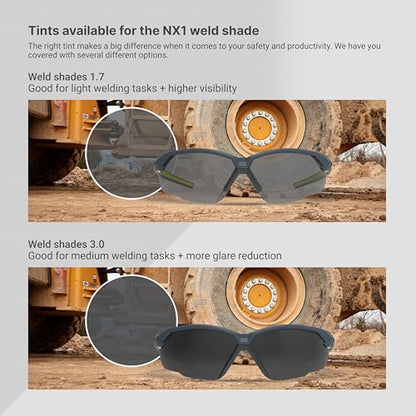 HexArmor NX1 Weld Shade Safety Glasses | High Impact Rated Z87+ | Permenant Anti-Fog and Anti-Scratch - color: Weld Shade 1.7