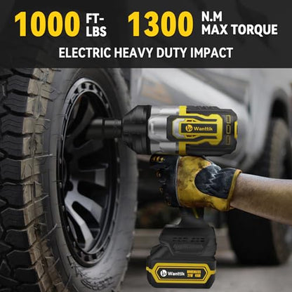 Cordless Impact Wrench 1/2 inch Impact Gun with Charger & 5 Sockets, Brushless Motor, 1000Ft-lbs, 21V, 4.0Ah Battery, Variable Speeds for Car/Pickup Truck/Mower/Industrial Tasks - style: 1000 Ft-lbs /1 xBattery