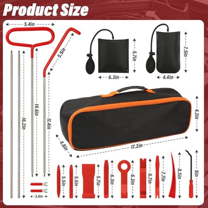 Wind Shear Portable Car Tool Kit, Multifunctional Stainless Steel Car Tools with J-Hook,17 PCS with Carrying Bag