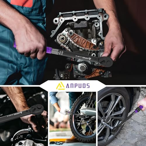 ANPUDS 1/2 Inch Drive Click Torque Wrench,10-170 Ft-Lb/13.6-230.5 Nm | Dual-direction Adjustable Torque Wrench with Dual Range Scales, 72 Tooth, ±3% High Precision for Moto, Car Maintenance - size: 1/2" 10-170 Ft-Lb/13.6-230.5 Nm