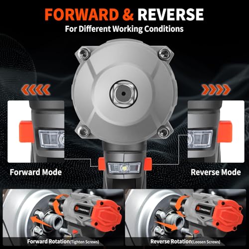 1400N.m Cordless Impact Wrench, 1/2' 21V Heavy Duty Brushless Impact Gun with 2 x 4.0Ah Battery & 5 Sockets, 3 Speeds Adjustment, 1050ft-lbs Electric Pistola Llave de Impacto for Car Truck Tires Mover
