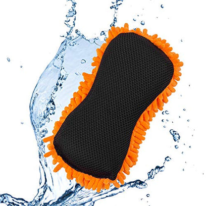 SCRUBIT Microfiber Car Wash Sponge - Non-Scratch Wash Mitt Microfibers for Cleaner Cars, Great for Everyday Cleaning - Automobile Cleaning Sponges Essential Part of Any Washing Kit - 2 Pack
