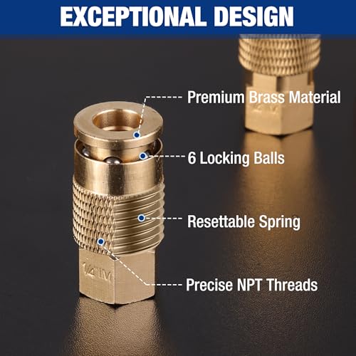WORKPRO 16-Piece 1/4-Inch NPT Air Hose Fitting Kit with Storage Case, Quick Connect Brass Coupler & Plug for Air Compressor Accessories