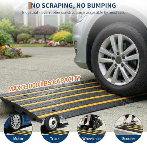 4Ft Car Vehicle Curbside Driveway Ramp Heavy Duty Curb Ramps Gutter Bridge | Heavy Duty 33,000 lbs Capacity Low Profile Slope Ramps, 2.6" Rise Anti-Slip for Vehicles RVs Truck Wheelchair Motorcycles - size: 48.8-inch-Long,1-Pack