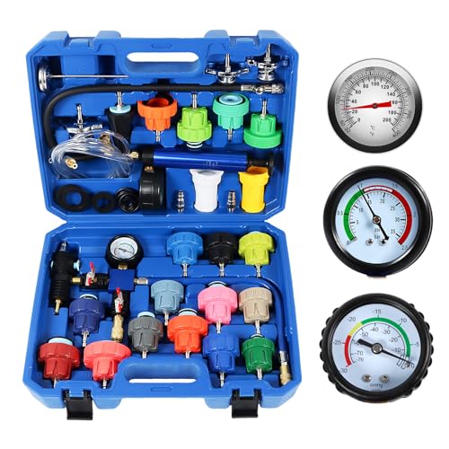 Vacuum Coolant Fill Kit & Coolant Vacuum Refill Kit, 31pc Master Cooling System Vacuum Fill Tool, Radiator Vacuum Fill Kit with 23 Radiator Adapters, Coolant Pressure Tester Kit