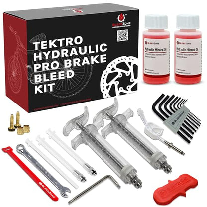 BleedZone Pro Tektro TRP Brake Bleed Kit with 120ml Mineral Oil, Hydraulic Bike Brake Bleeder Kit for Tektro & TRP Brakes, Reusable Bleeding Tools, Syringe & Hose MTB Bicycle Hydraulic Maintenance - style: Pro