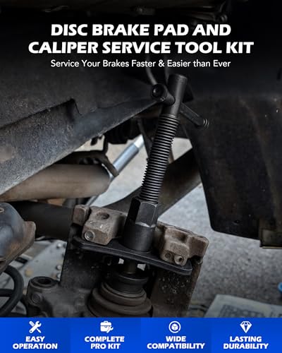 Orion Motor Tech Disc Brake Pad and Caliper Service Tool Kit | Professional Disc Brake Caliper Compression Tool Kit | Universal Disc Brake Caliper and Piston Wind Back Tool Set with Case - color: Red
