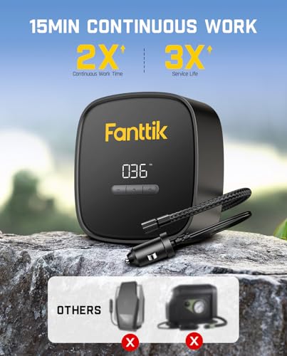 Fanttik X9 SE Portable Tire Inflator, Air Compressor with 9.8ft Power Cord | 52s Fast Inflate, Compact&Lightweight, 12V DC, Auto Stop, Accuinflate technology, Pressure Gauge, 3 Units for Car, Motorcycle