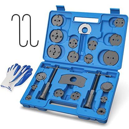 MOSTPLUS Universal Disc Brake Caliper Wind Back Tool and Piston Compression Sets-26 Pieces (Blue)