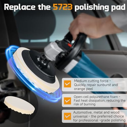 𝐔𝐩𝐠𝐫𝐚𝐝𝐞𝐝 Polishing Pad-8 Inch for 7" Backing Plates –Replace for 3m 5275 5723 5733 Foam Buffing Pads- Car Polishing Cutting Sponge Pads Compatible with dewalt, spta and Chemical Guys Polisher