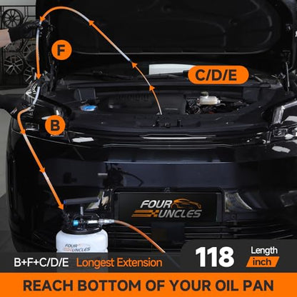 FOUR UNCLES Oil Extractor - Vacumm Fluid Extractor with Pump Tank Remover & Tubes for Oil Change and a Hose for Brake Bleeding - size: 15L Manual/Pneumatic Plus