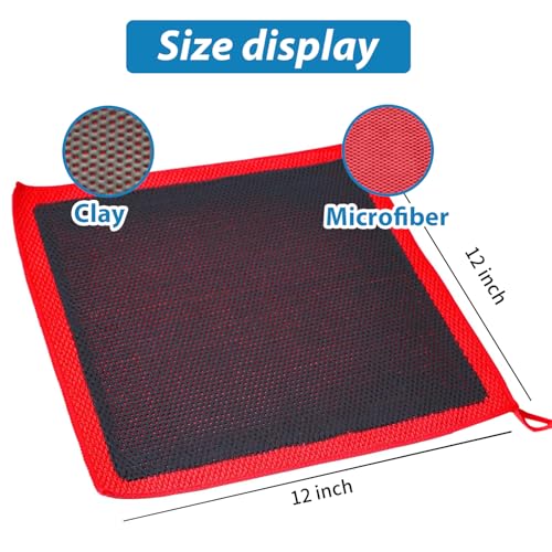 2pcs Clay Towels (12 * 12 in), Fine Grade Microfiber Towels for Car Detailing, DIY Detail Clay Bar Alternative