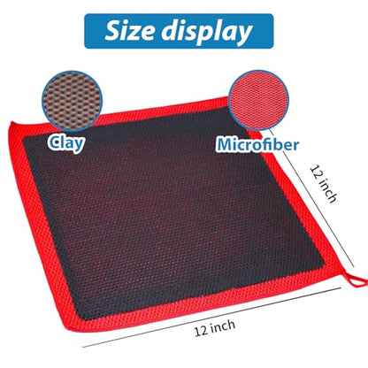 2pcs Clay Towels (12 * 12 in), Fine Grade Microfiber Towels for Car Detailing, DIY Detail Clay Bar Alternative