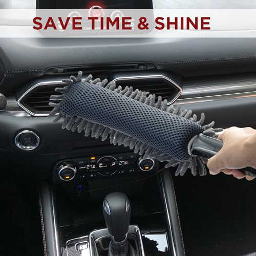 TAKAVU Car Duster Interior, Double-Sided Microfiber, Comfort Handle | Lint & Scratch-Free Cleaning for Trucks, RVs & Vehicles, Includes Microfiber Towel & Storage Bag, Soft - size: Microfiber Mesh