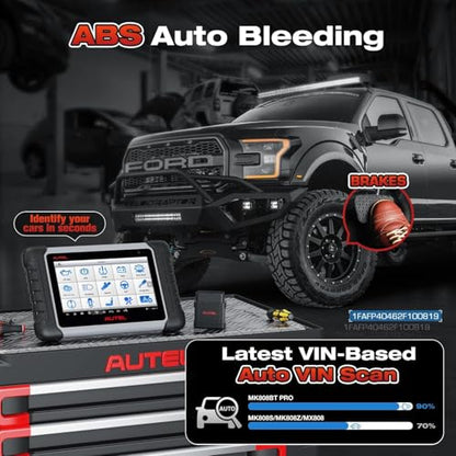2026 Autel Scanner MaxiCOM MK808BT PRO, V2.0 Bidirectional Diagnostic Scan Tool as MK900BT, 33ft BT of MK900 MX900 MK808S MX808S, 3000+ Active Test, 28+ Reset, Injector Coding, All Systems, FCA, OS 11