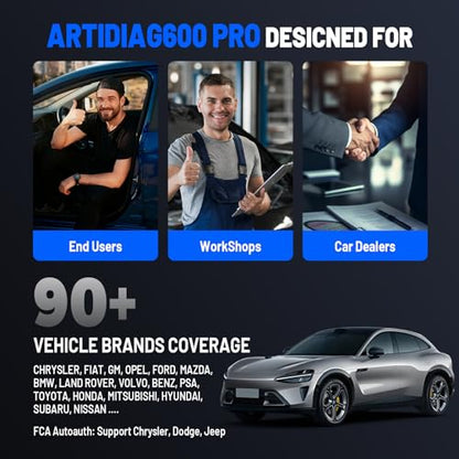 TOPDON ArtiDiag600 Pro, OBD2 Scanner Diagnostic Tool for All Systems, Code Reader Scan Tool with 9 Essential Maintenance Functions, Upgraded Version of AD600S/AD500, Lifetime Free Update