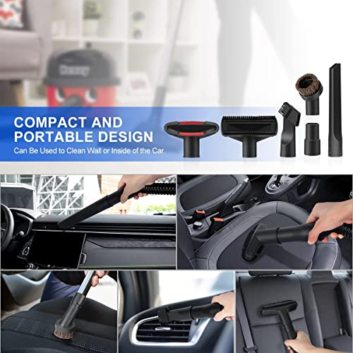 12Pcs Universal Vacuum Attachment Professional Shop Vac Accessories Wet Dry Vacuum Hose Adapter with Hair Brush Extension Wand Flexible Crevice Tool fit 2 1/2" to 1 1/4" and 1 7/8" to 1" Vacuum Hose