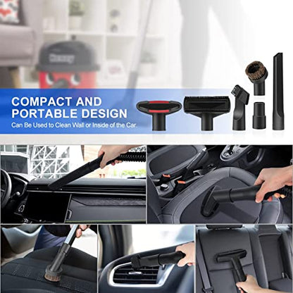 12Pcs Universal Vacuum Attachment Professional Shop Vac Accessories Wet Dry Vacuum Hose Adapter with Hair Brush Extension Wand Flexible Crevice Tool fit 2 1/2" to 1 1/4" and 1 7/8" to 1" Vacuum Hose