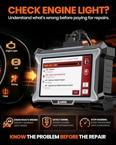 ANCEL DS200 OBD2 Scanner Full System Car Diagnostic Tool, Code Reader with 15+ Reset Services, ABS SRS Transmission Engine Scanner, Oil Reset Battery Matching ABS Bleeding DPF Regen, Lifetime Update - style: DS200