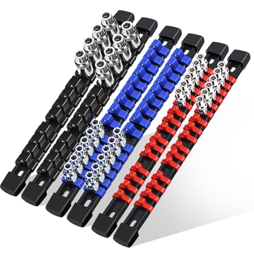 6 Pcs Socket Organizer Rail Set, Premium Socket Holder, Heavy-Duty Socket Rack Kit With 86 Clips 1/4-Inch x 32 Clips, 3/8-Inch x 30 Clips, 1/2-Inch x 24 Clips – Ideal for Tool Storage - size: 6 Pcs