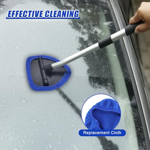 7PCS Car Care Microfiber Cloths, Windshield Cleaner Microfiber Pad Replacement, Interior Auto Window Cleaner Washing Bonnets, Reusable Glass Washing Pads Cover Kit Fit for 5" Plate (Blue)