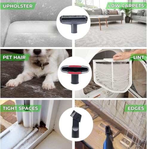 Universal Vacuum Attachments Hardfloor Brush and Replacement Accessories for Vacuum Cleaners - Horsehair Hardwood Floor Attachments and Vacuum Hose Adapter Kit - Vacuum Attachments for Car Detailing