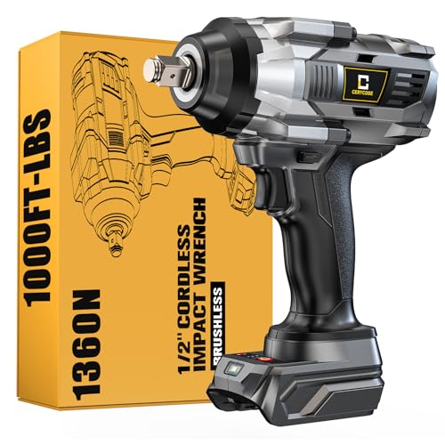 Cordless Impact Wrench 1/2 inch Compatible with Dewalt Battery, 1000FT-LBS (1360N.m) Brushless Electric Impact Gun Includes LED Work Light, 2100RPM High Torque Impact Driver, Bare Tool Only - color: Compatible With Dewalt