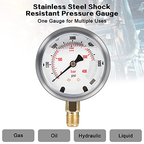 Hydraulic Pressure Test Kit with 5 Gauges, 10/100/250/400/600bar, 24 Couplings 4 Test Hoses Pressure Gauge Set for Excavator Construction Machinery