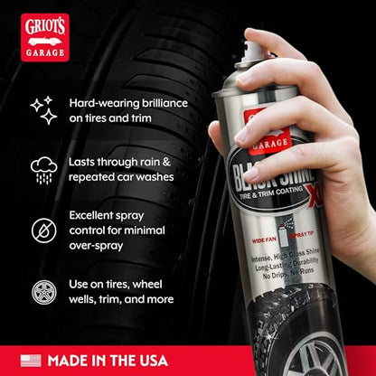Griot's Garage Black Shine Tire and Trim Coating, Water-Resistant Dressing, Provides a High-Gloss Finish, Rain, and UV Protection, 10850, 21.5oz - size: 21.5 Ounce (Pack of 1)
