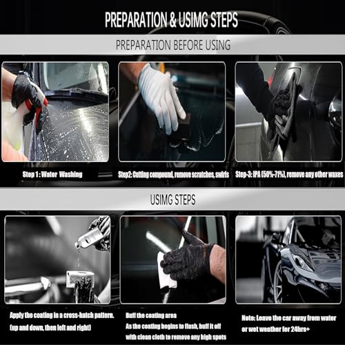 10H Nano Ceramic Coating for Cars, 50ML High Gloss Anti-Scratch SiO2 Ceramic Car Coating Kit, Plastic, Glass, Wheel Polishing, Hydrophobic, Long Lasting Protection