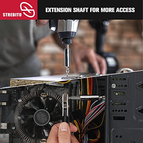STREBITO Mini Ratchet Set, 22-Piece 1/4 Ratchet Right Angle Screwdriver, 36-Tooth Small Ratcheting Wrench Bit Ratchet For Tight Spaces, with Phillips, Slotted, Torx, Hex, Square and Adapter for Socket - color: 22 in 1
