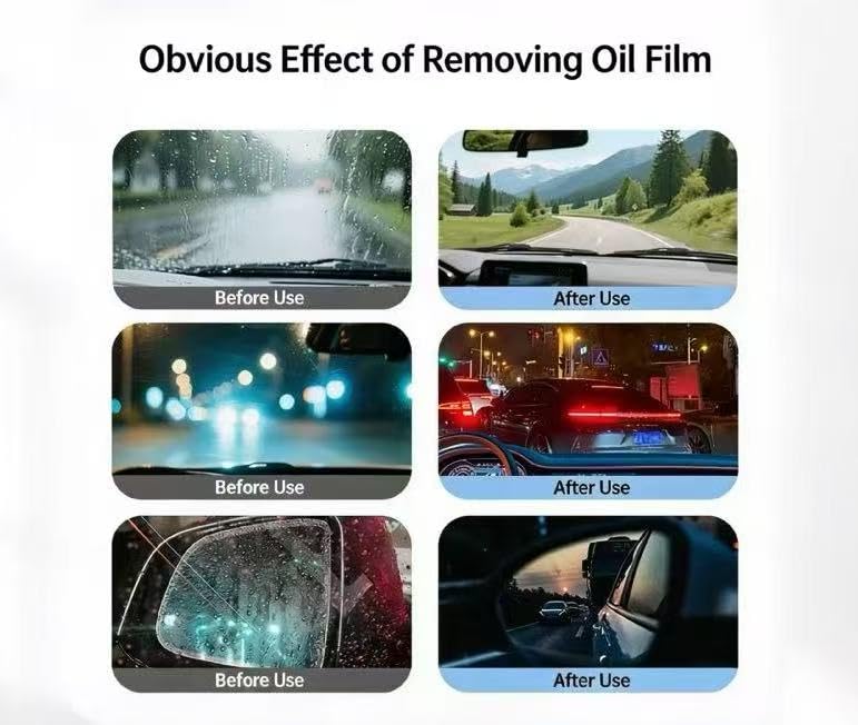 【2-Pack】 Professional Windshield Oil Film Remover Kit with Glass Coating - Strong Cleaning Power for Enhanced Clarity and Driving Visibility, Automotive Glass Cleaner Tool (100g)