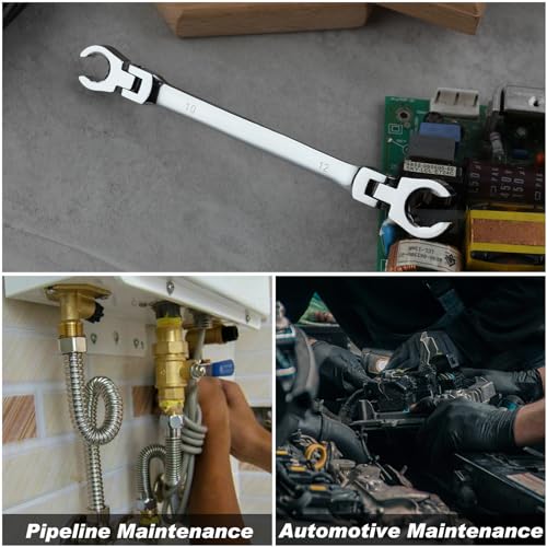 Flex Head Flare Nut Wrench 10 * 12mm Flare Nut Wrench Set Metric Flare Tool Double Flexible Flare Nut Line Wrench Flare Tool Flex Tools 40Cr for Automotive Repairs Plumbing Repairs - style: 10*12mm