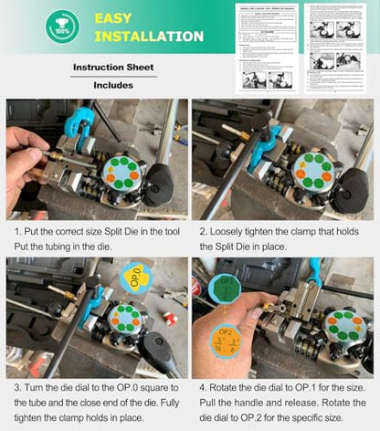Professional Brake Line Flaring Tool Kit, 45 Degree Single, Bubble and Double Flares, Brake Line and Tubing Flaring Tool For 3/16", 1/4", 5/16", 3/8" Tubing, Brake Flare Tool for Steel Metal Tube