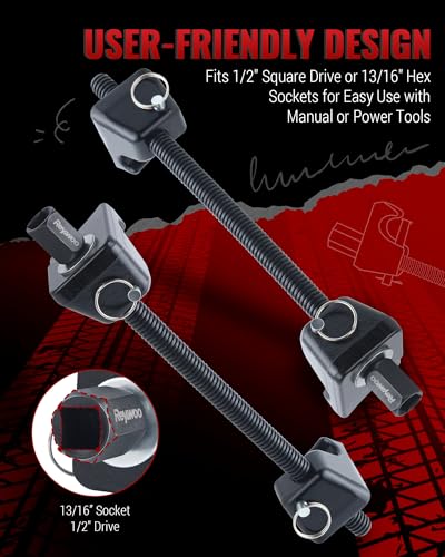 Reywoo Spring Compressor Tool, Heavy-Duty Coil Spring Compressor Tool with Locking Pins, Strut Spring Compressor 13/16" Socket 1/2" Drive to Compress The Coil Spring - size: 8.46" Max Safe Opening
