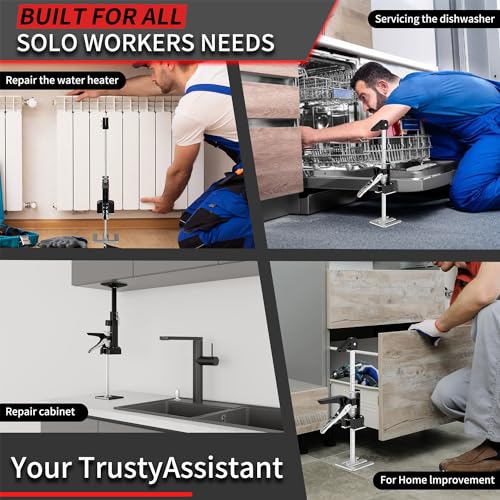 2 Pack Cabinet Jacks, 3rd Hand Support System with 360 LBS Capacity, Adjustable 0 to 23.6 inches for Multifunctional Furniture Lifter Jacks for Wall Tile Height Adjuster Handheld Tool - color: Black-DBQ