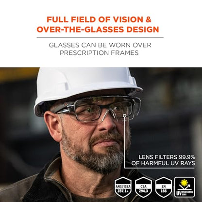 Ergodyne Skullerz OSMIN OTG Safety Glasses, Anti Fog, Over the Glasses Anti Scratch Protective Eyewear - color: Clear Lens