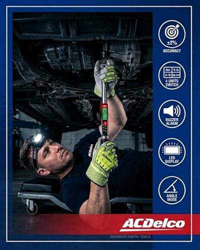 ACDelco ARM303-4A-340 1/2" Heavy Duty Digital Torque Wrench with Buzzer and LED Flash Notification - ISO 6789 Standards with Certificate of Calibration