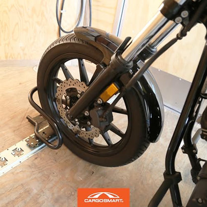 CargoSmart Motorcycle Wheel Chock — Connects to X-Track and E-Track Systems — Fits Up to 7” Wide Tires - style: Motorcycle Wheel Chock
