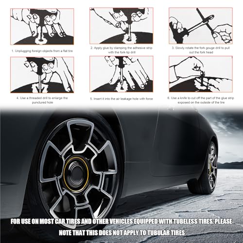 45 PCS Tire Repair Kit, Heavy Duty Car Emergency Flat Tire Repair Tools Fix Punctures, Universal Tyre Patch Kit for Cars Trucks Motorcycles ATVs Tractors, Car Accessories