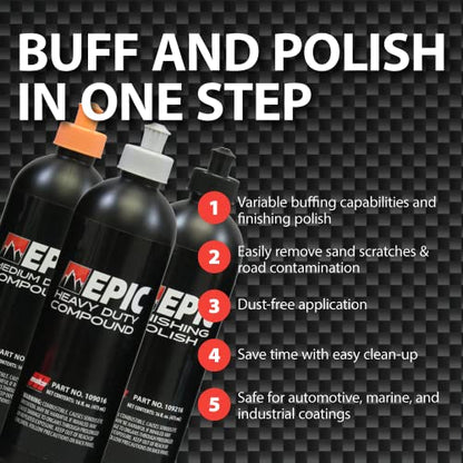 Malco Epic Paint Correction System Kit – Save Time with the Malco 2-in-1 Automotive Polish and Compound Kit/Works with All Dual Action and Orbital Polishers for a Professional Shine (800213)