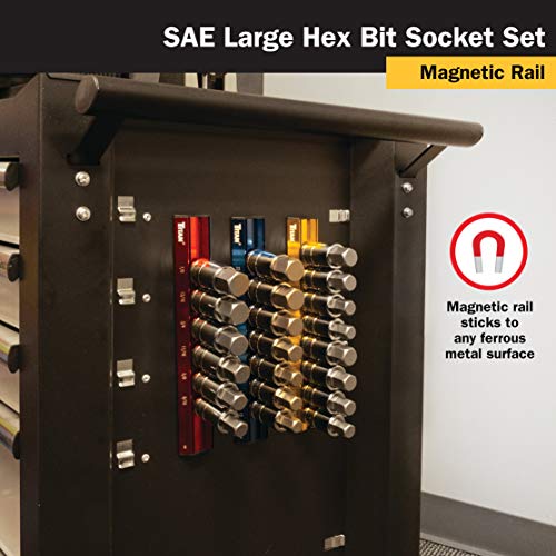 Titan 16130 6-Piece 1/2-Inch Drive SAE Hex Bit Socket Set, Magnetic Socket Organizer with Laser-Etched Size Markings - style: Large SAE Hex