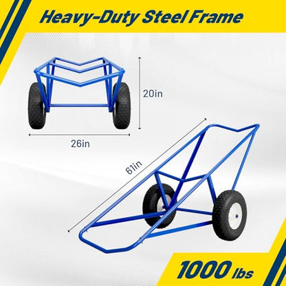 1000 lb Capacity Carpet Dolly with Pneumatic Wheels, Steel V-Cradle Roll Carrier, 61 x 26 x 20 Inch Floor Roller Cart for Carpet, Lumber, Pipes & Large Material Rolls,for Warehouses,Stores - size: Large Dolly – 1000 lb Capacity