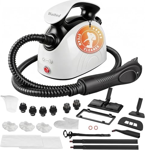 Waitbird Steam Cleaner for Home, Handheld Steamer for Home Cleaning | 21 Accessories| Chemical-Free For Floor, Car, Wall, Grout & Kitchen Bathroom| 38oz Large Tank I Dual Safety Lock I Steam mop