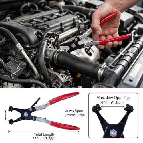 4Pcs Hose Clamp Pliers Set & Electrical Disconnect Pliers Automotive Kit | Professional removal tool kit to easily disconnect automotive coolant radiators, heaters, fuel filters, and relays