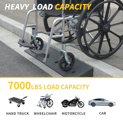 Curb Ramp 5 inch Rise Curb Ramps for Sidewalks Rubber 2 Pcs Driveway Ramps for Low Cars Curb Ramps for Driveway,Shed,Wheelchair 7000lbs Powersport Loading - size: 5"inch