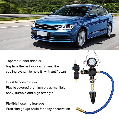 Brilluxa Coolant Refill Kit, 90 PSI Radiator Pressure Tester and Vacuum Filling Tool with Gauge Scale and Flexible Hose for Universal Vehicle Cooling System Service and Maintenance